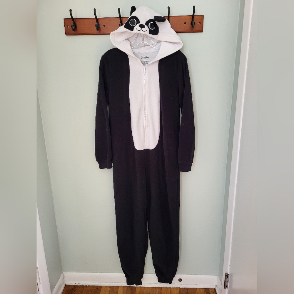 Nick & Nora Adult One Piece Zip‎ Up Footless Panda Bear Fleece Pajama Costume